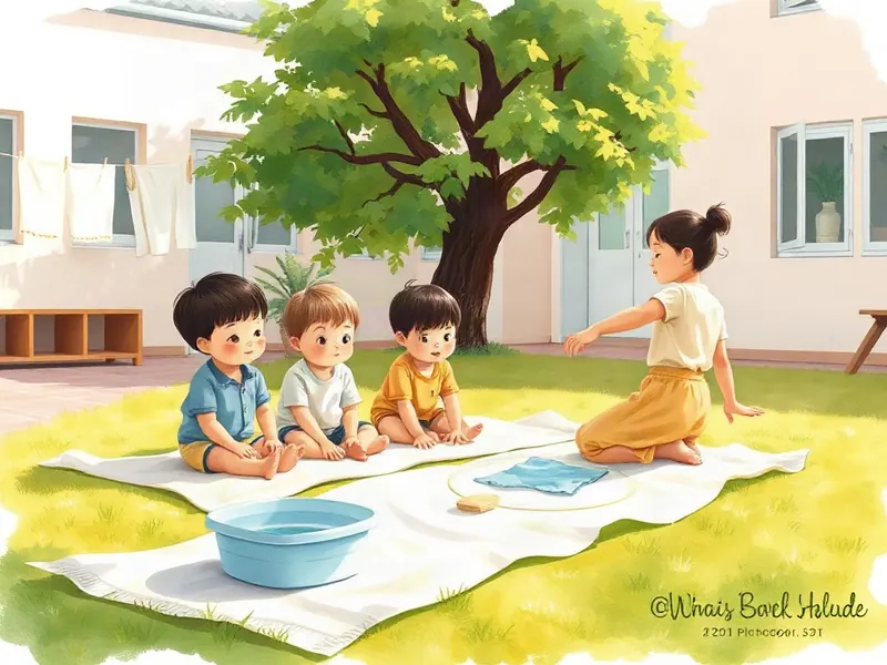 Ilustração da atividade Chuvinha de Panos no Quintal