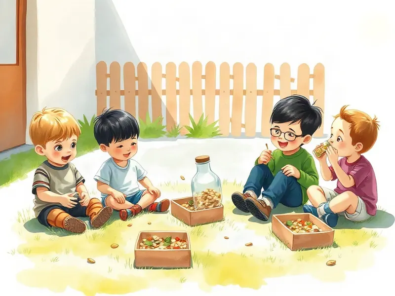 Ilustração da atividade Caça aos Sons do Pátio: Quem Faz Barulho e Quem Não Faz