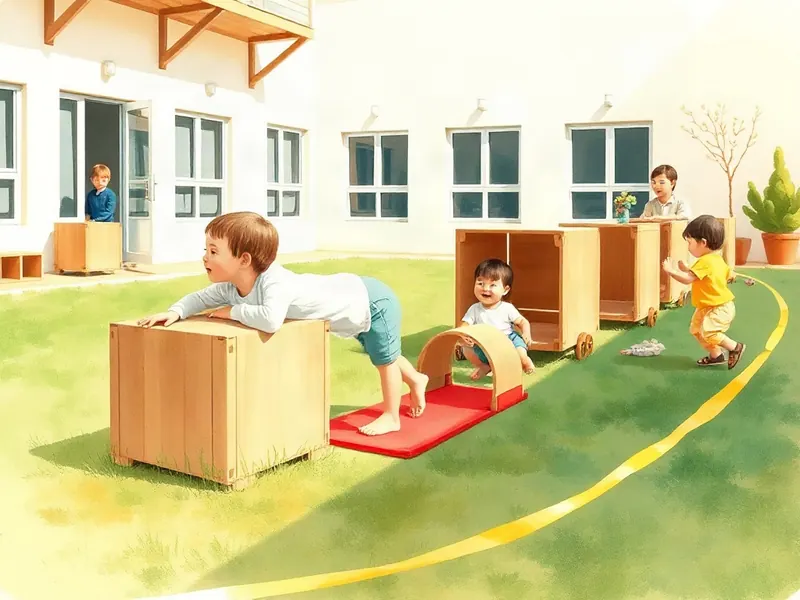 Ilustração da atividade Trenzinho de Caixas Que Sobe, Desce e Passa por Dentro