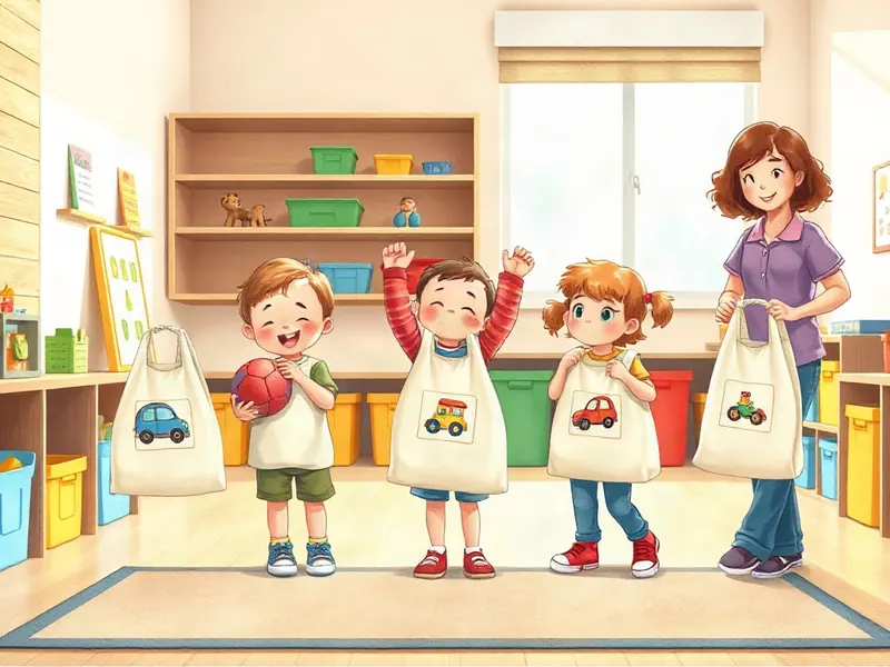 Ilustração da atividade Sacolinha Que Vai Pro Gancho: Quem Termina Ajuda a Guardar