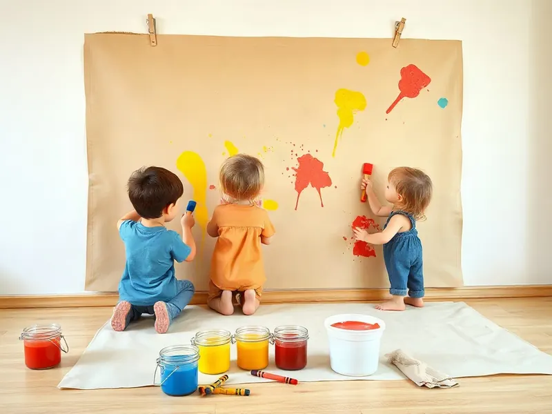 Ilustração da atividade Muro Colorido de Papel Grande com Giz e Pincel
