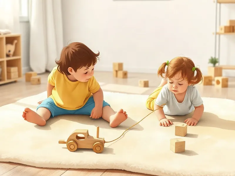 Ilustração da atividade Carrinho que Puxa a Linha: o Bebê Descobre o Movimento
