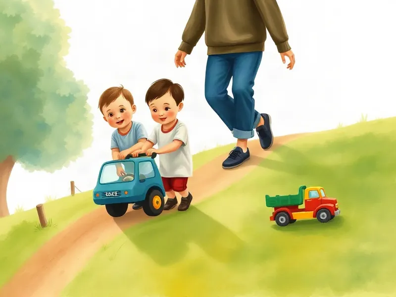 Ilustração da atividade Caminhão Sobe e Desce na Grama Alta