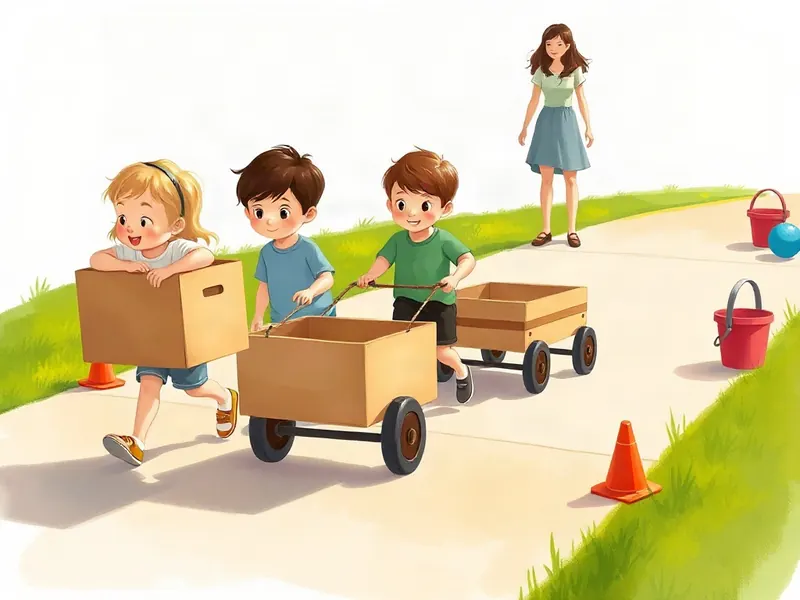 Ilustração da atividade Puxa e Empurra o Carrinho da Estrada Forte