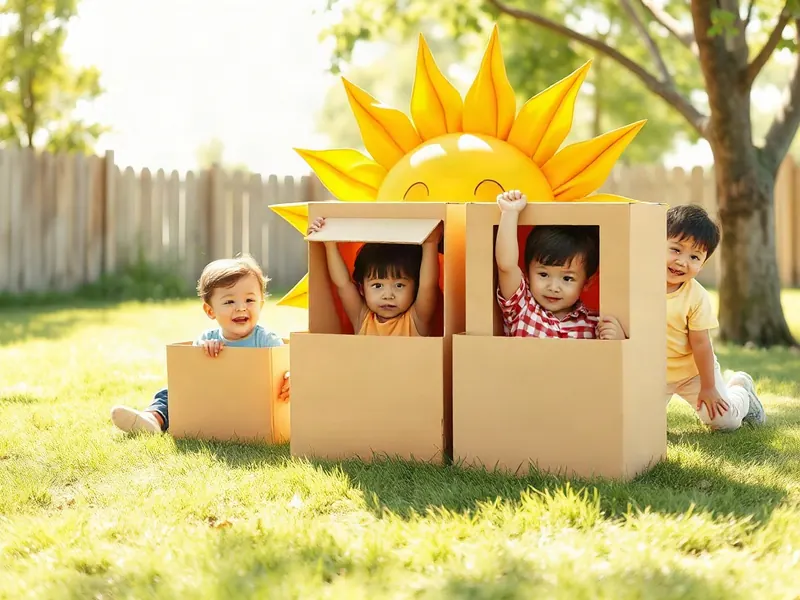 Ilustração da atividade Onde Está o Sol Escondido? Esconde-Esconde no Pátio