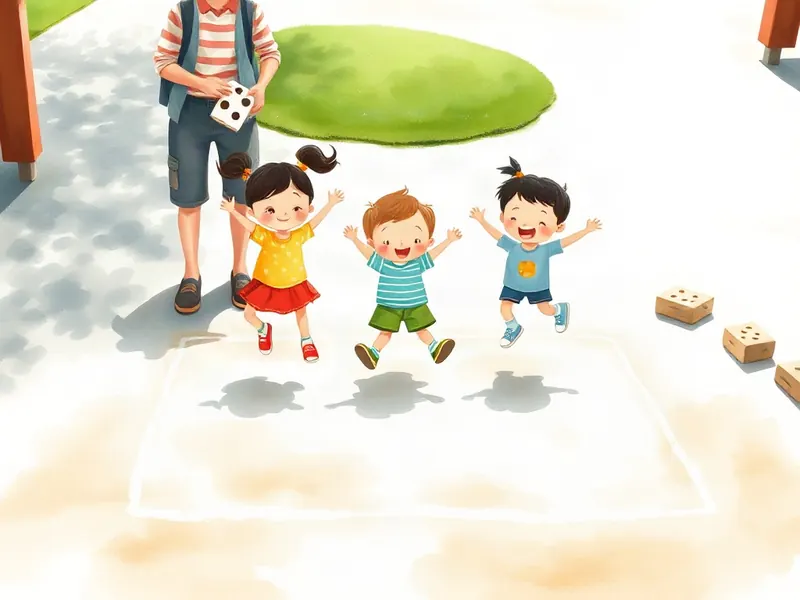 Ilustração da atividade Pulinhos Contados Juntos no Pátio