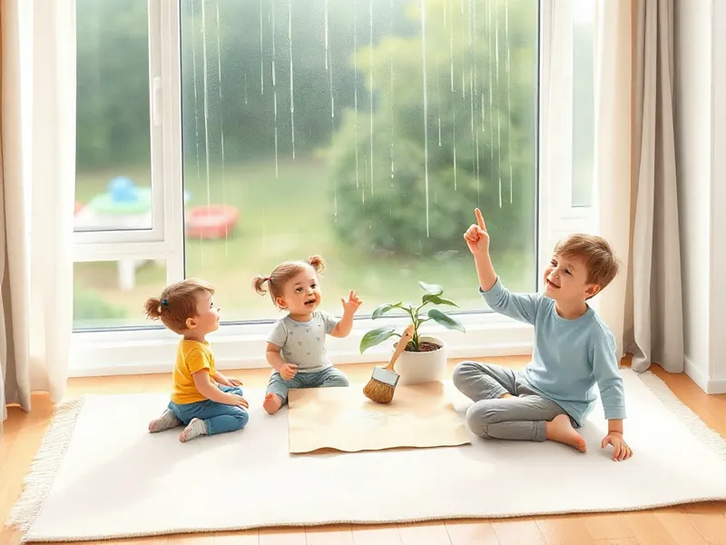 Ilustração da atividade Pingos na Vidraça: o que a chuva faz no quintal