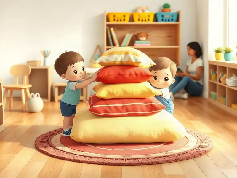 Ilustração da atividade Escadinha de Almofadas: Quem Segura o Colega
