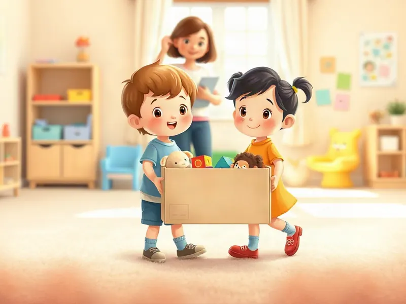 Ilustração da atividade Caixa Pesada, Duas Mãos: Carregando Juntos