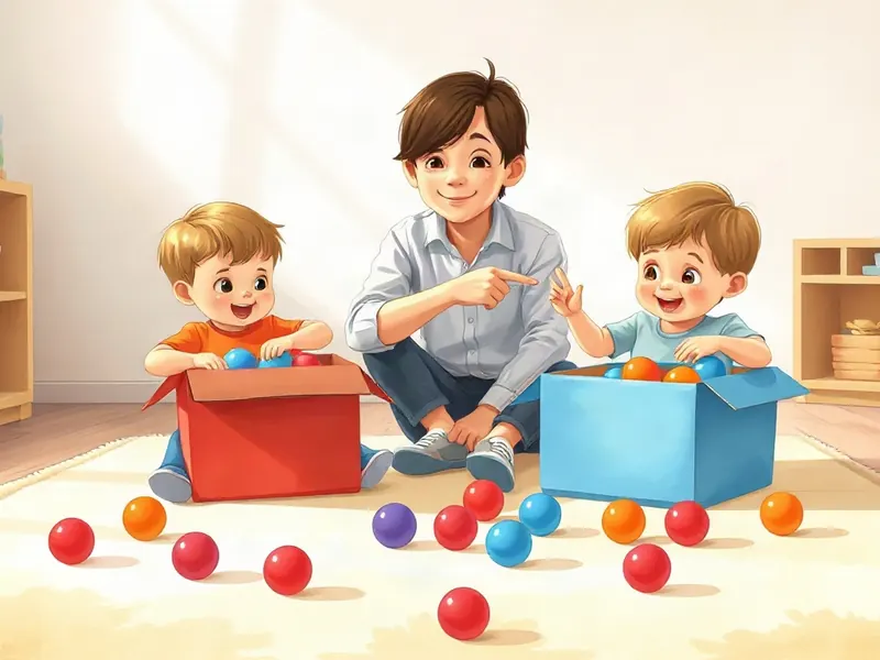 Ilustração da atividade Bolinhas Amigas: Quem Vai Pra Qual Pote?