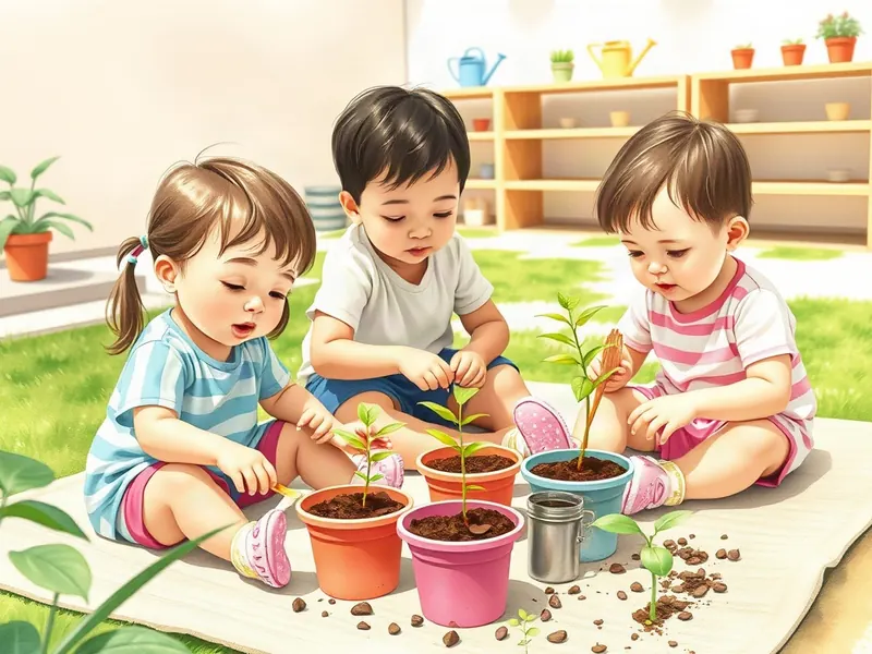 Ilustração da atividade Minha Mudinha Cresce Comigo: Plantando na Terra e Vendo o Verde Brotar