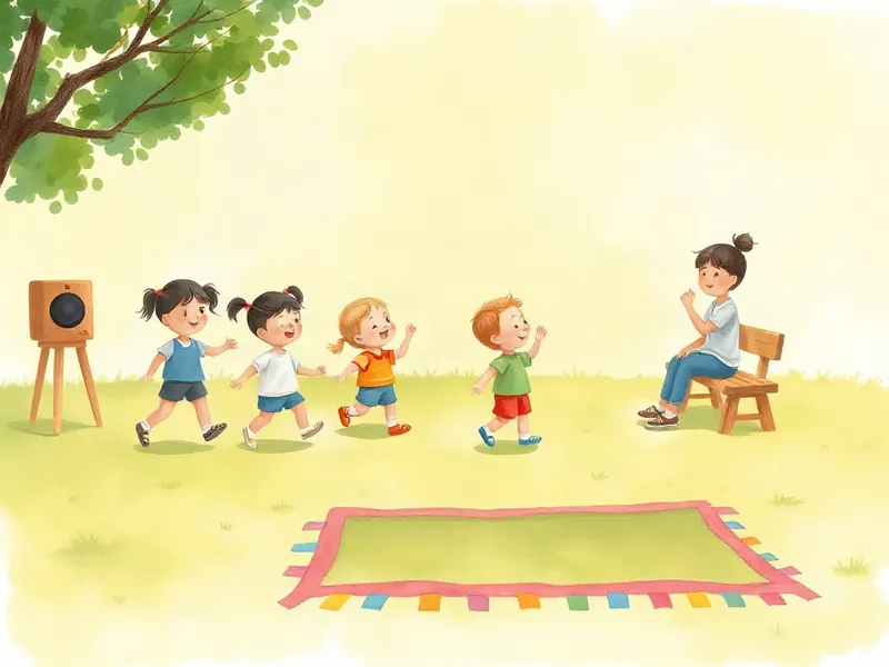 Ilustração da atividade Pula Batida: o chão que muda de ritmo