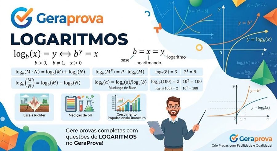 Logaritmo: exercícios resolvidos com propriedades e passo a passo