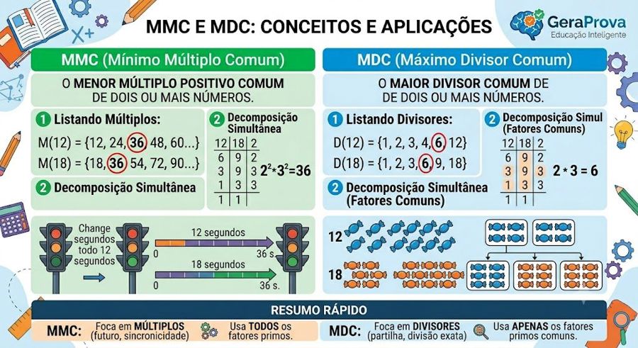 MMC e MDC: exercícios resolvidos passo a passo