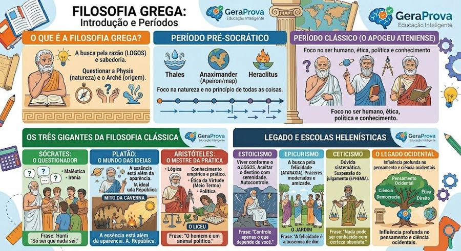 Filosofia grega: exercícios resolvidos sobre Sócrates, Platão e Aristóteles