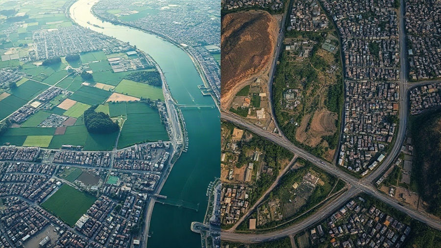 Transformações das paisagens urbanas: fotos e imagens de satélite