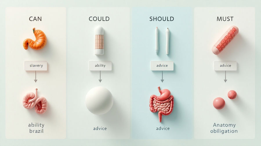 Modal verbs: exercícios resolvidos com can, could, should e must