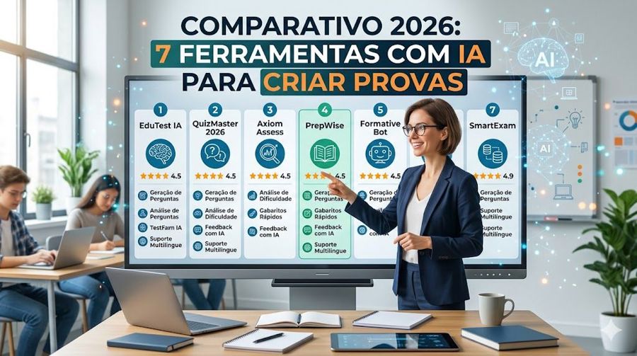 Comparativo 2026: 7 Ferramentas com IA para Criar Provas