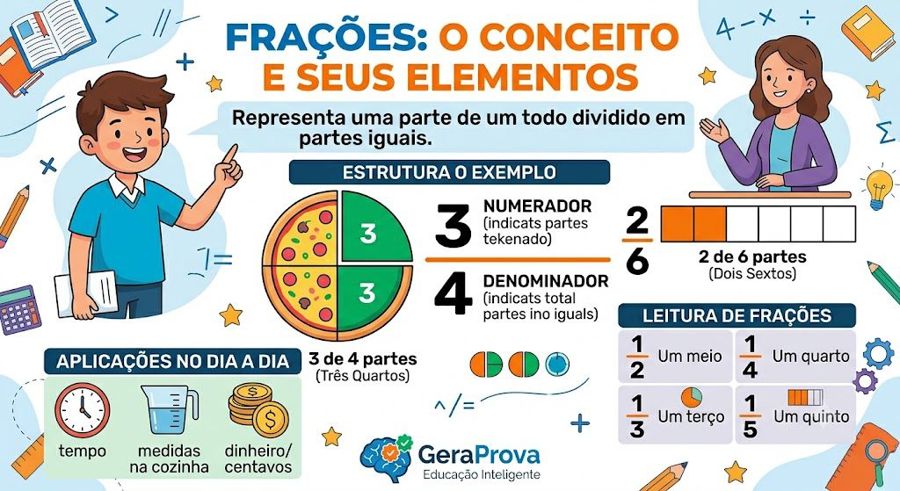 Frações: exercícios resolvidos de soma, subtração e multiplicação