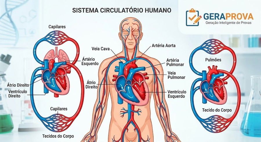 Sistema circulatório: exercícios resolvidos sobre coração e sangue