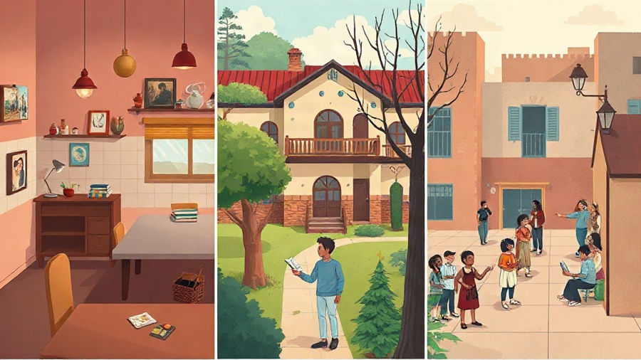 Atividades de diferenças entre ambientes doméstico, escolar e comunitário para o 1º ano com gabarito