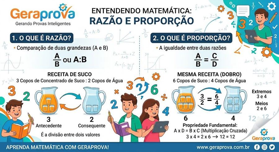 Razão e proporção: exercícios resolvidos com explicação clara